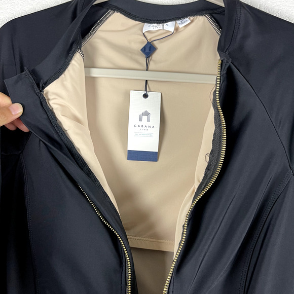 Cabana Life One Piece Swimsuit Womens XL Black Zip Front Pockets UPF 50 NWT - Picture 6 of 16